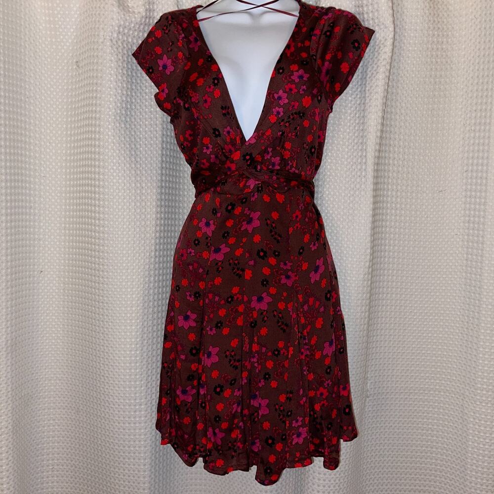 NWT Free People It Takes Two Wrap Knit Skater Dress in Plum Combo Sz. M - Picture 4 of 10